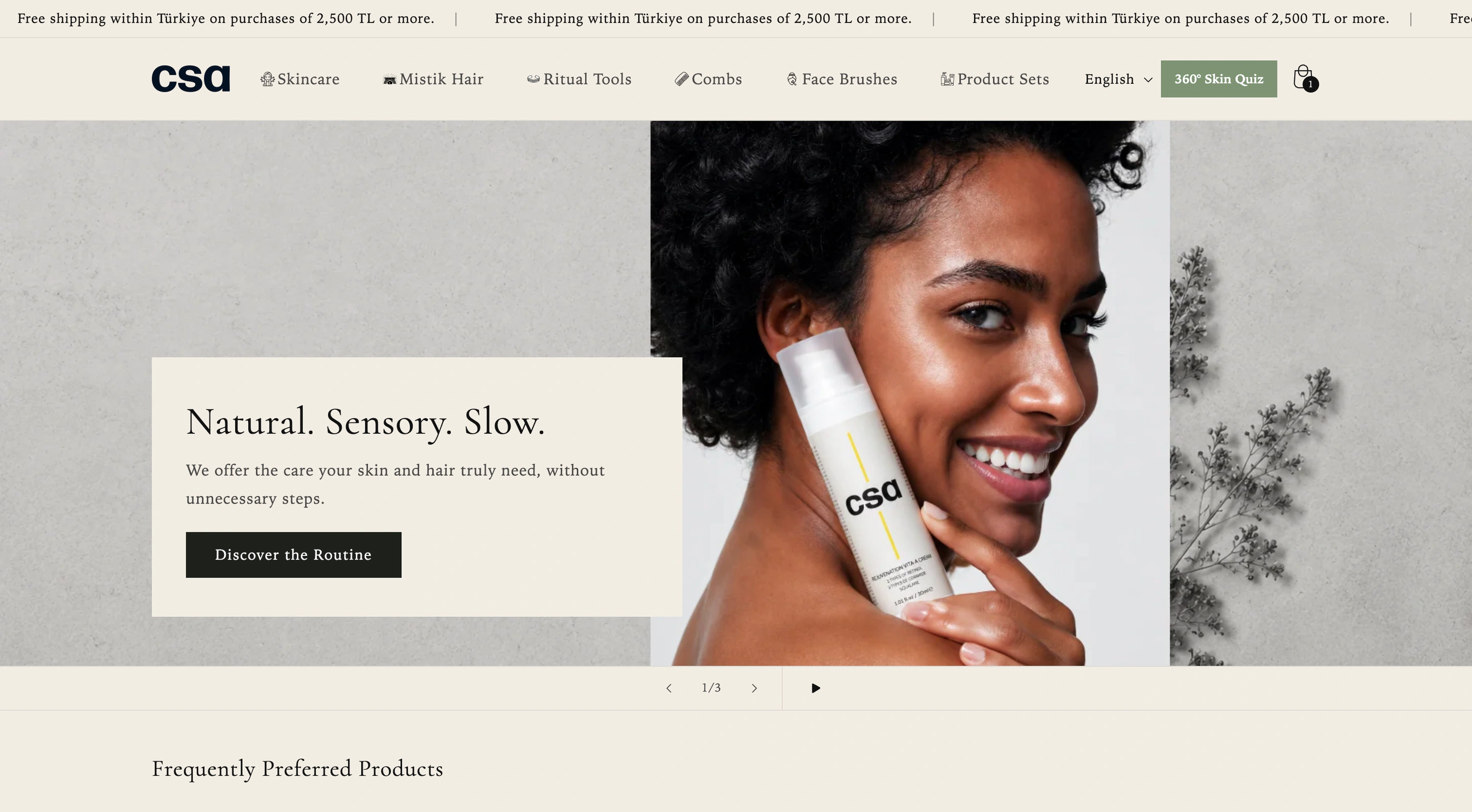 The CSA Cosmetics Shopify storefront.