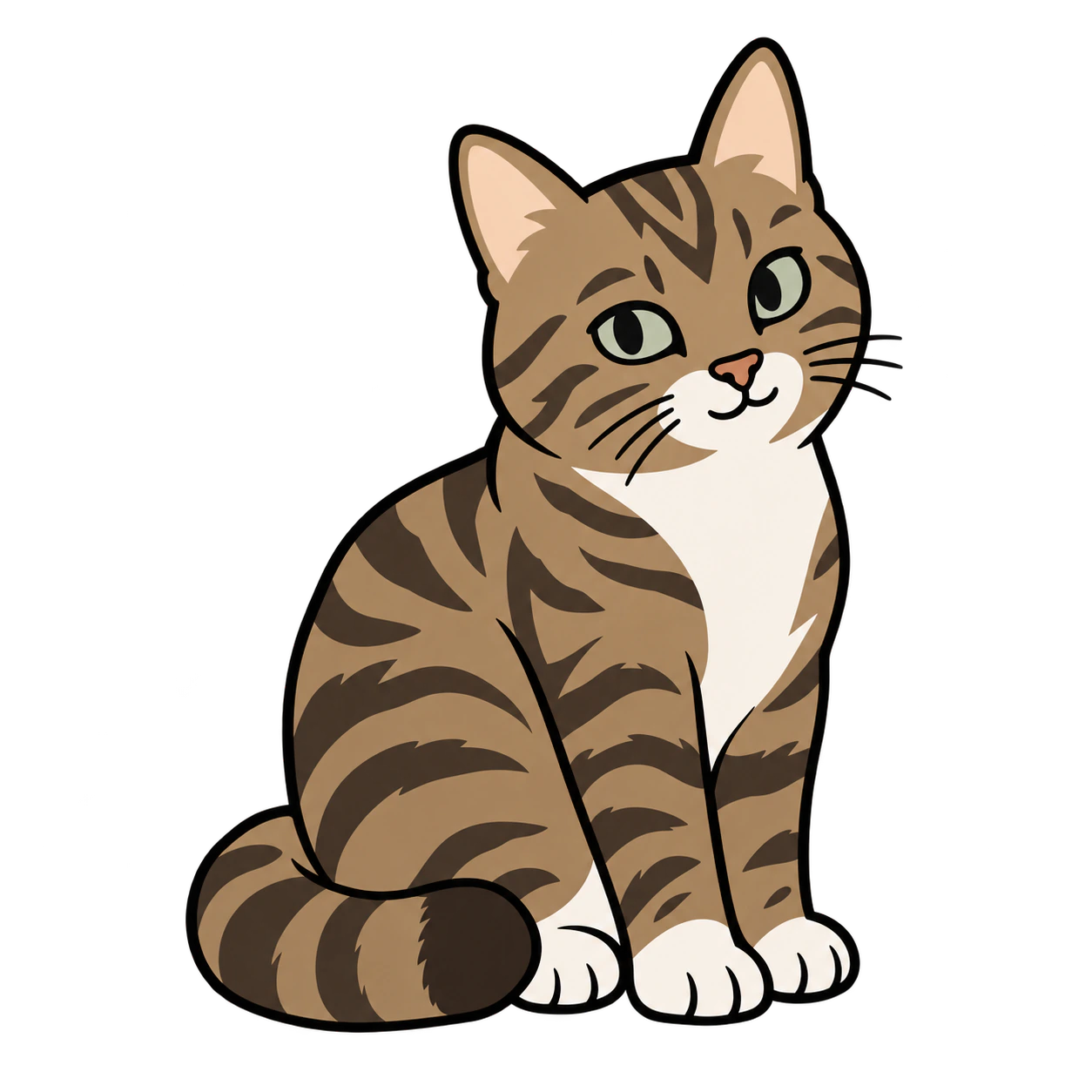 Illustration of Maya, our brown tabby cat